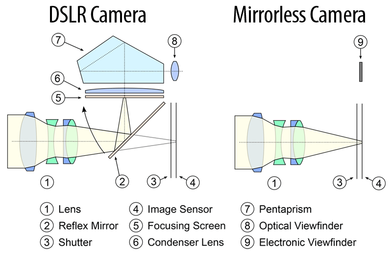 DSLR در مقایسه با دوربین بدون آینه
